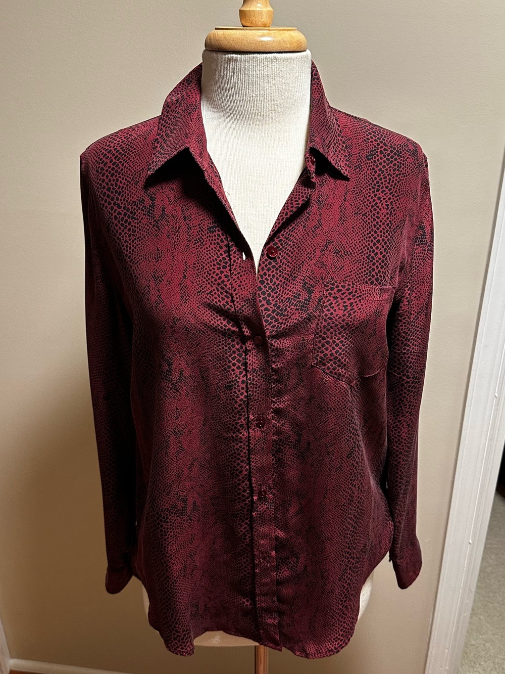 Rails Women's Button-Down Shirt - Burgundy Snake Print